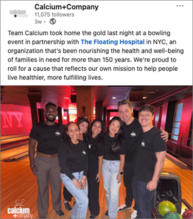 Team Calcium took home the gold at a bowling event in partnership woth The Floating Hostpial in NYC